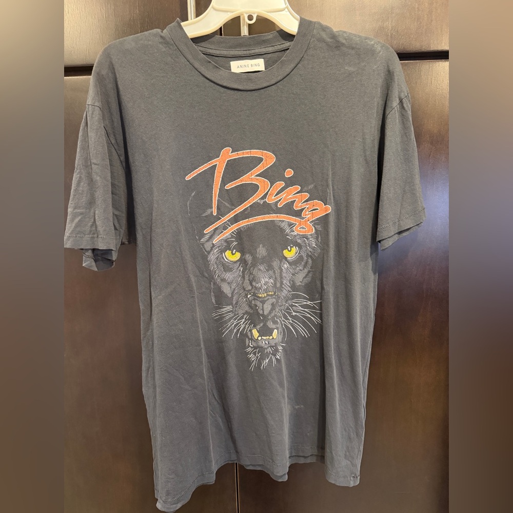 NWOT Anine Bing Panther Oversized Tshirt Washed Black S